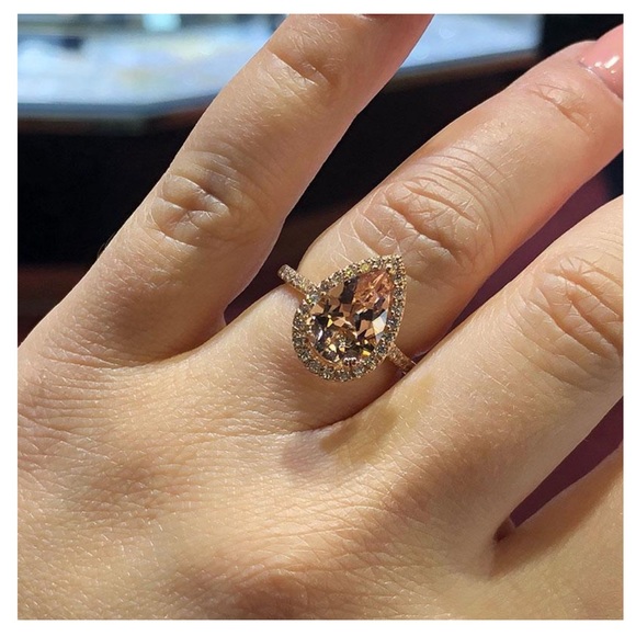 18K Rose Gold Filled Pear shape Morganite Ring - Picture 8 of 12